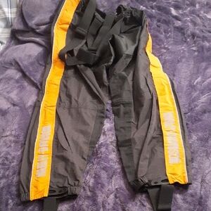 Harley-Davidson Orange and Black Women's Motor Cycle Pants With Suspenders.